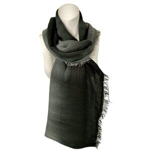 Womens Gradient Ombre Black To Gray Soft and Cozy Fringe Scarf 72 x 20 inches